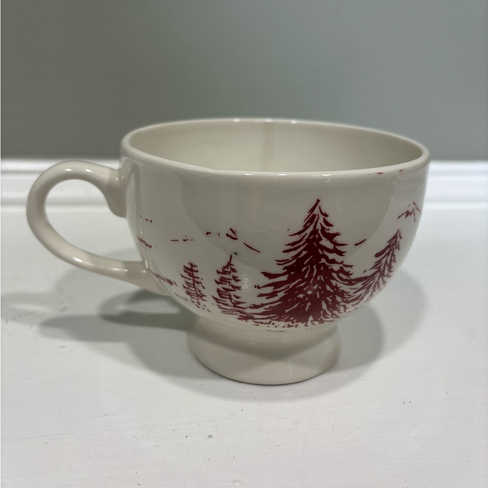 Anthropologie Christmas Toile Holiday Mug Red/White Scenic Teacup - Picture 5 of 7
